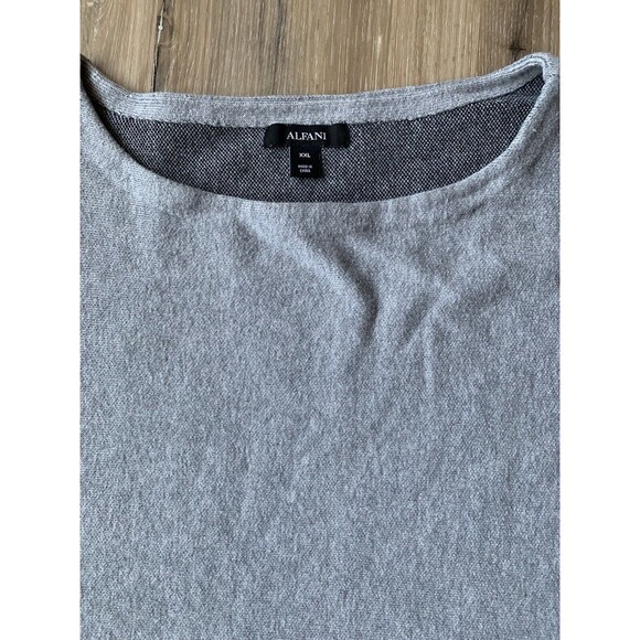 ALFANI Women’s Geometric Pattern Knit Crew Neck 1/2 Sleeve Sweater Gray XXL EUC - Picture 2 of 8